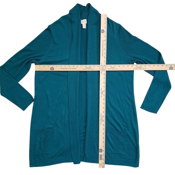 Chicos Knit Cardigan Sweater Womens XL 3 Open Front Teal - Picture 6 of 12